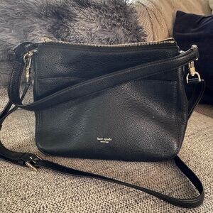 kate spade Black Pebbled Leather Crossbody with Gold Hardware